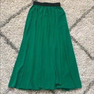Emerald Green Maxi Chiffon Skirt